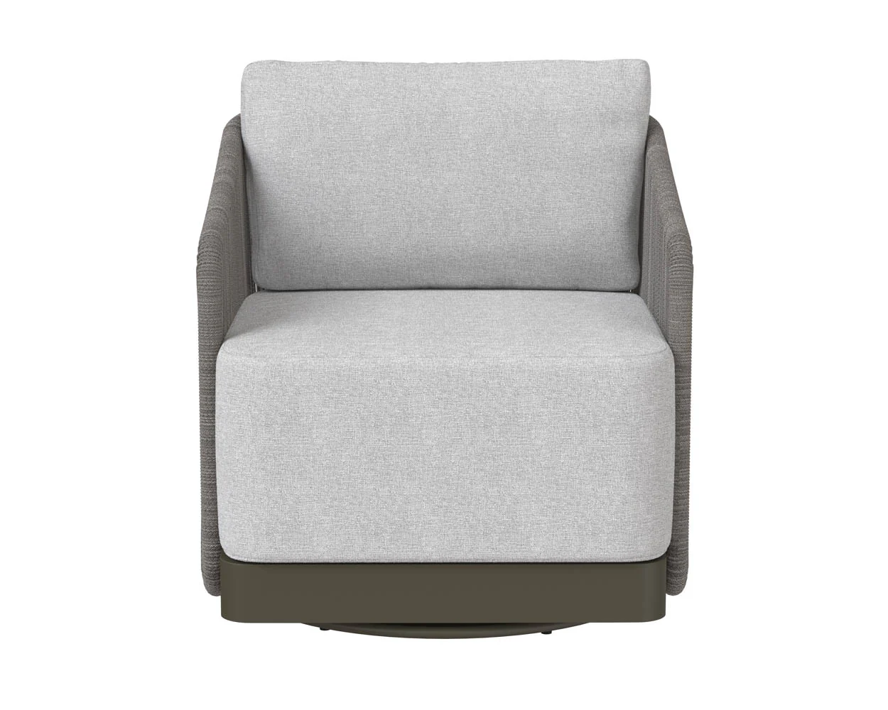 Allariz Swivel Armchair in Warm Grey Fabric - Modern Upholstered Lounge Chair with 360° Rotation - Image 4